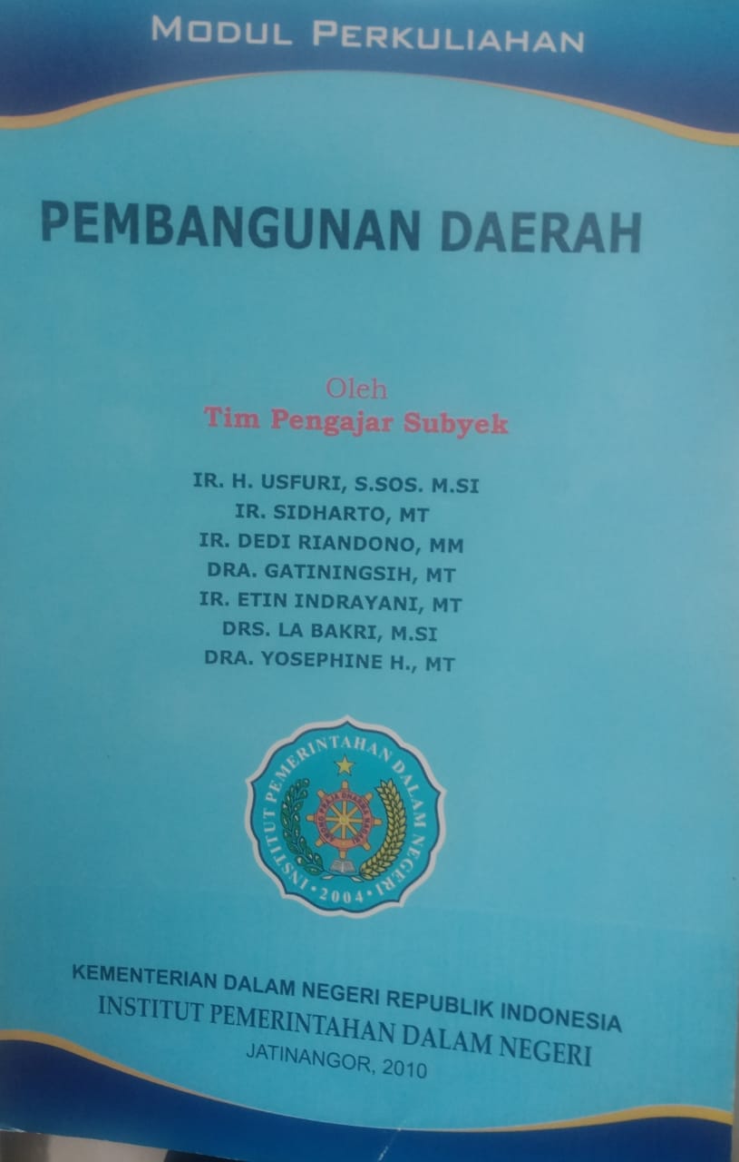 Cover PEMBANGUNAN DAERAH :  Modul Perkuliahan / TIM PENGAJAR SUBYEK