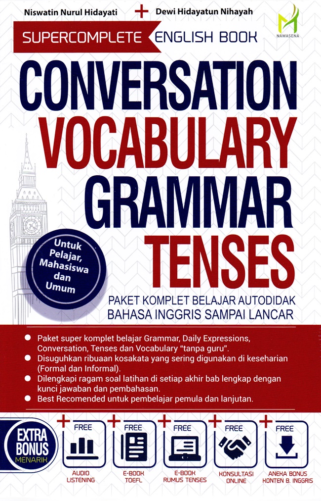 Cover SUPERCOMPLETE ENGLISH BOOK :  CONVERSATION VOCABULARY GRAMMER TENSES / NISWATIN NURULHIDAYATI