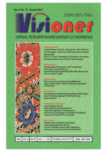Cover VISIONER JURNAL PEMERINTAHAN DAERAH DI INDONESIA / DADANG ADNAN DAHLAN