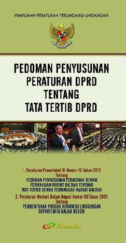 Cover PEDOMAN PENYUSUNAN PERATURAN DPRD TENTANG TATA TERTIB DPRD :  Peraturan Pemerintah RI Nomor 16 Tahun 2010 / INDONESIA