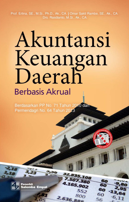 Cover AKUNTANSI KEUANGAN DAERAH :  Berbasis Akrual / PROF. ERLINA, S.E., M. Si., Ph.D., Ak., CA.