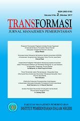 Cover JURNAL MANAJEMEN PEMERINTAHAN TRANSFORMASI PEMERINTAHAN :  Volume 9 No. 2 / DR. BAMBANG SUPRIYADI, BE.,M.SI