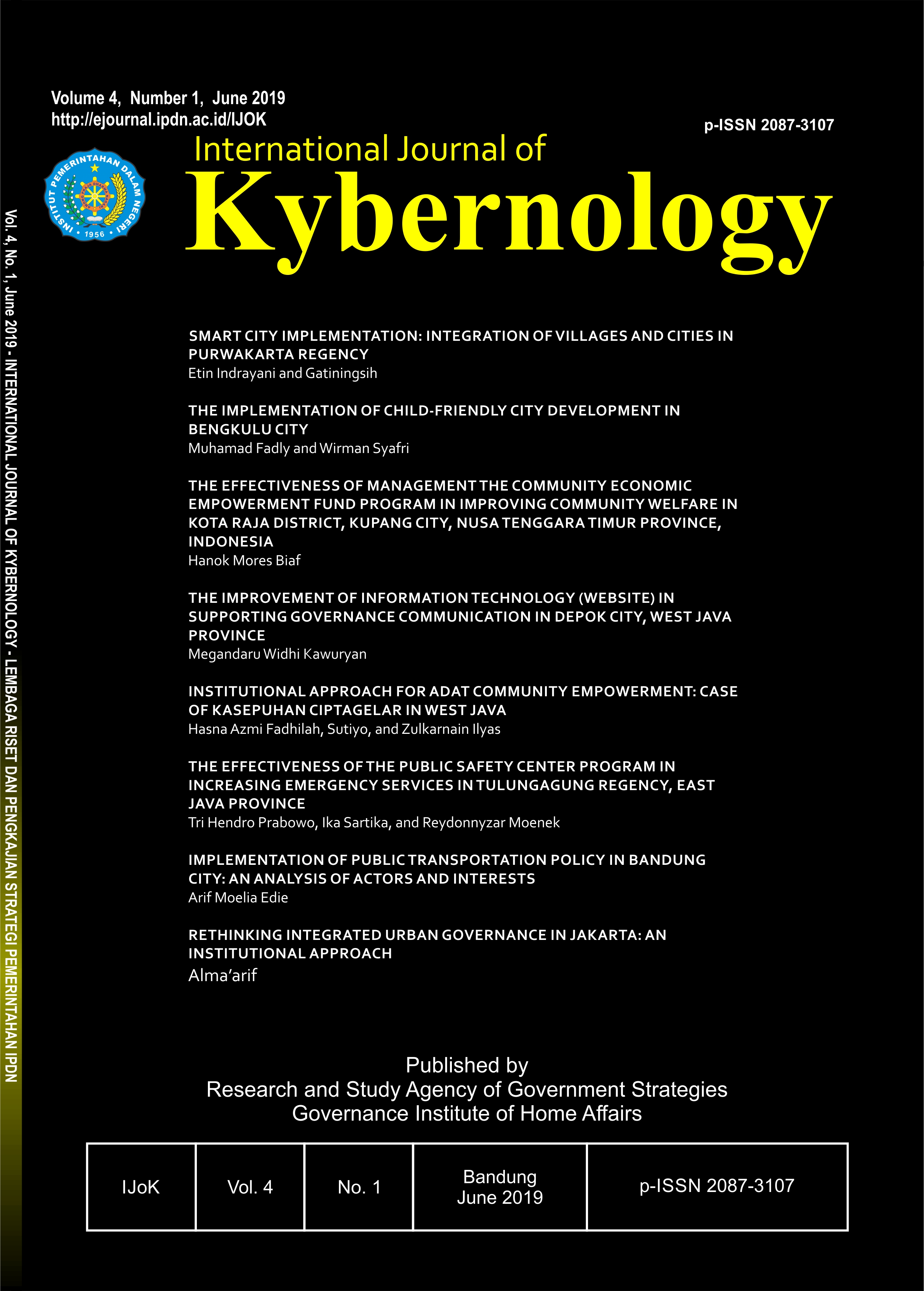 Cover INTERNATIONAL JOURNAL OF KYBERNOLOGY :  Volume 3, Number 2, December 2016 / WIKE ANGGRAINI