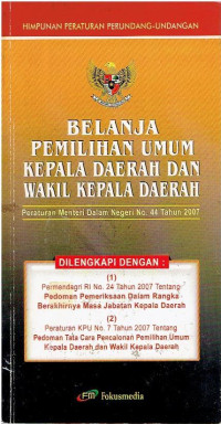 Cover BELANJA PEMILIHAN UMUM KEPALA DAERAH DAN WAKIL KEPALA DAERAH / TIM REDAKSI FOKUSMEDIA