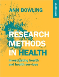 Cover RESEARCH MENTHODS IN HEALTH / ANN BOWLING