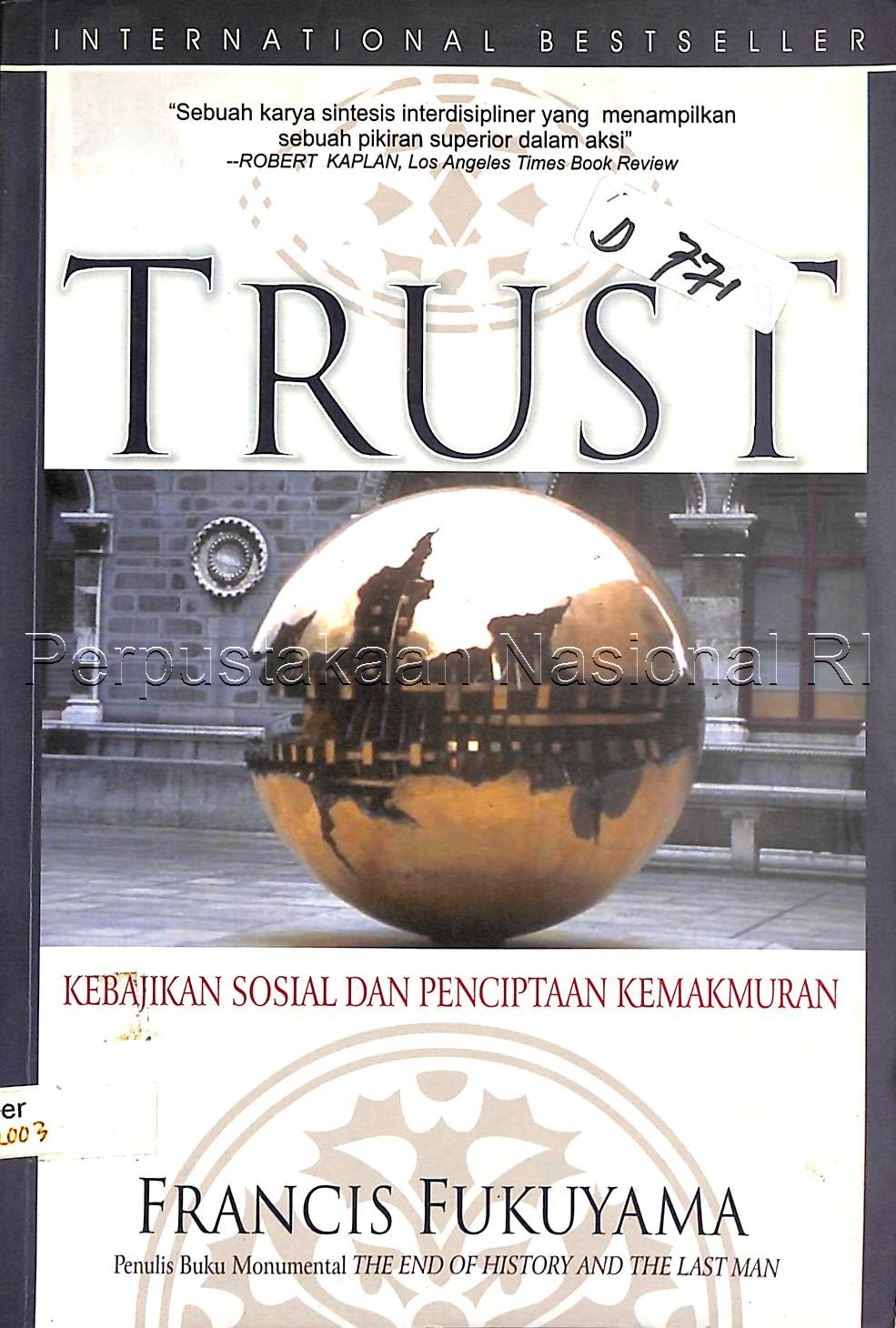 Cover TRUST :  Kebajikan Sosial dan Penciptaan Kemakmuran / FRANCIS FUKUYAMA